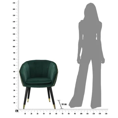 Fotel PARIS Zielony/Złoty 62 58 78 cm
